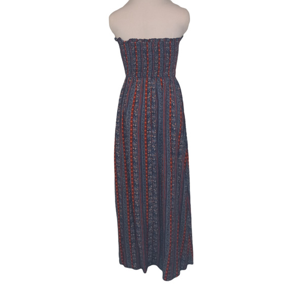 NWT Band Of Gypsies Women's 100% Viscose Striped Strapless Maxi Dress Size S - Picture 2 of 7